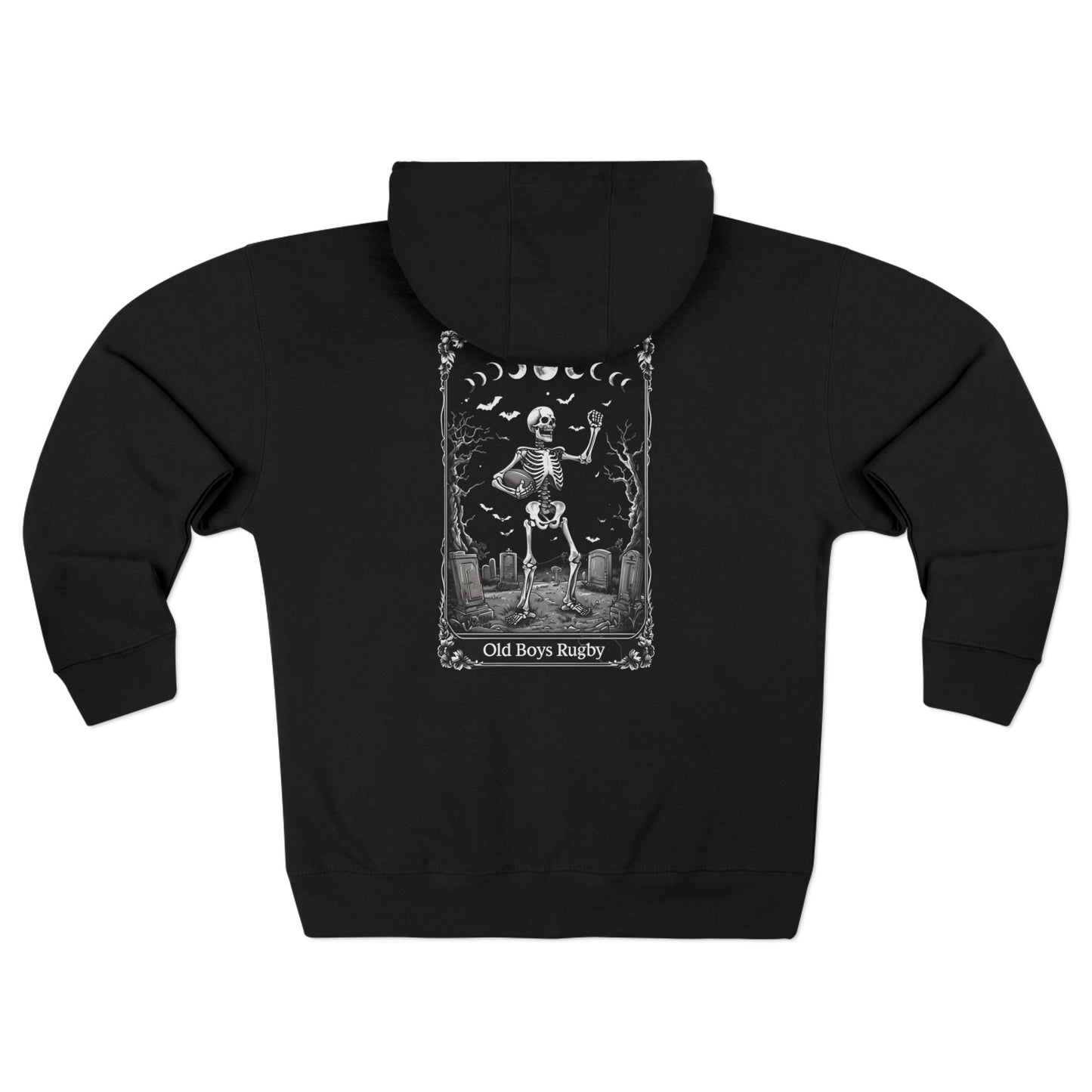 Old Boys Rugby ZIP UP Hoodie - Logo Front, Tarot Card Back