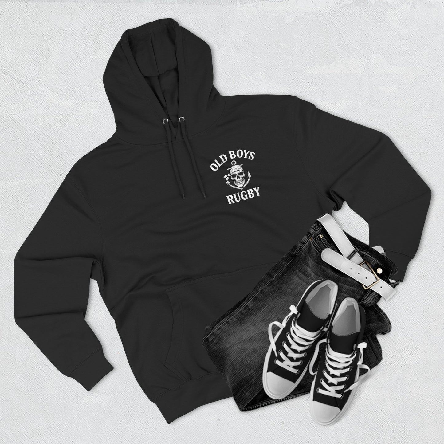 Old Boys Rugby Hoodie - Logo Front, Tarot Card Back