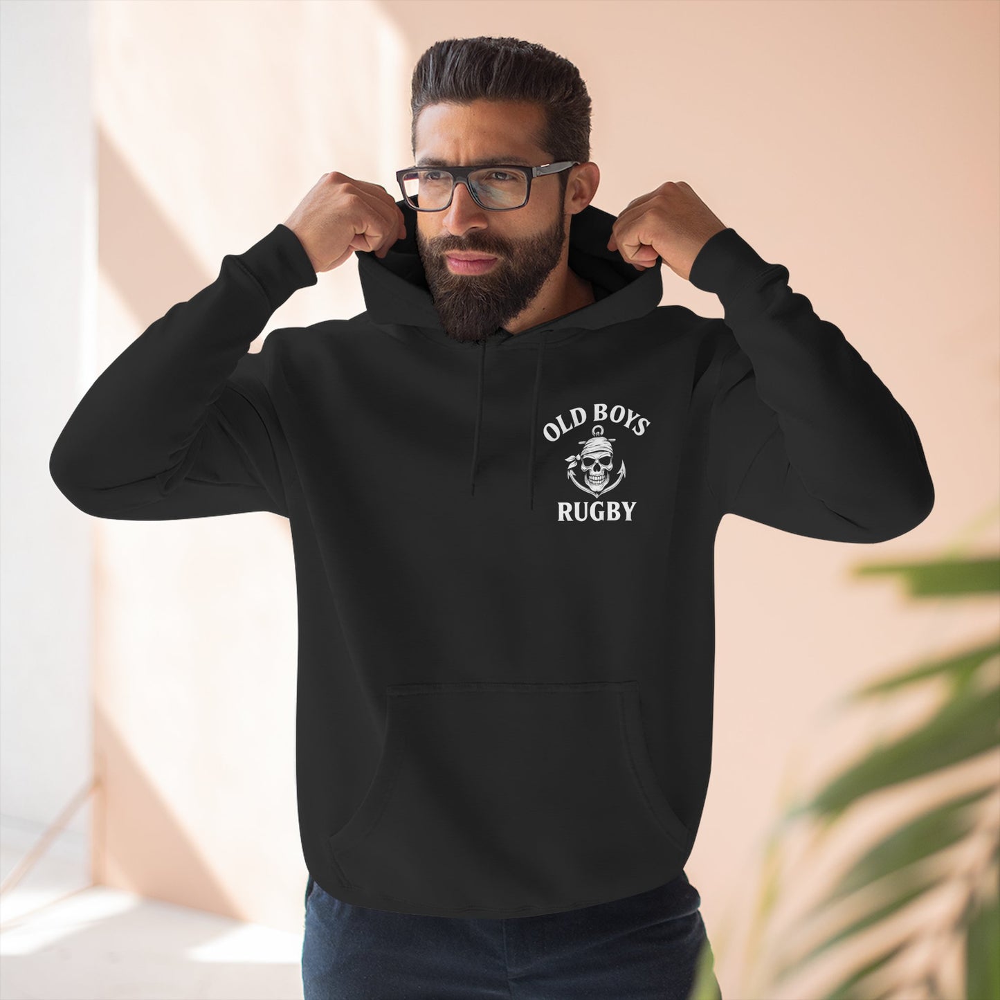 Old Boys Rugby Hoodie - Logo Front, Tarot Card Back