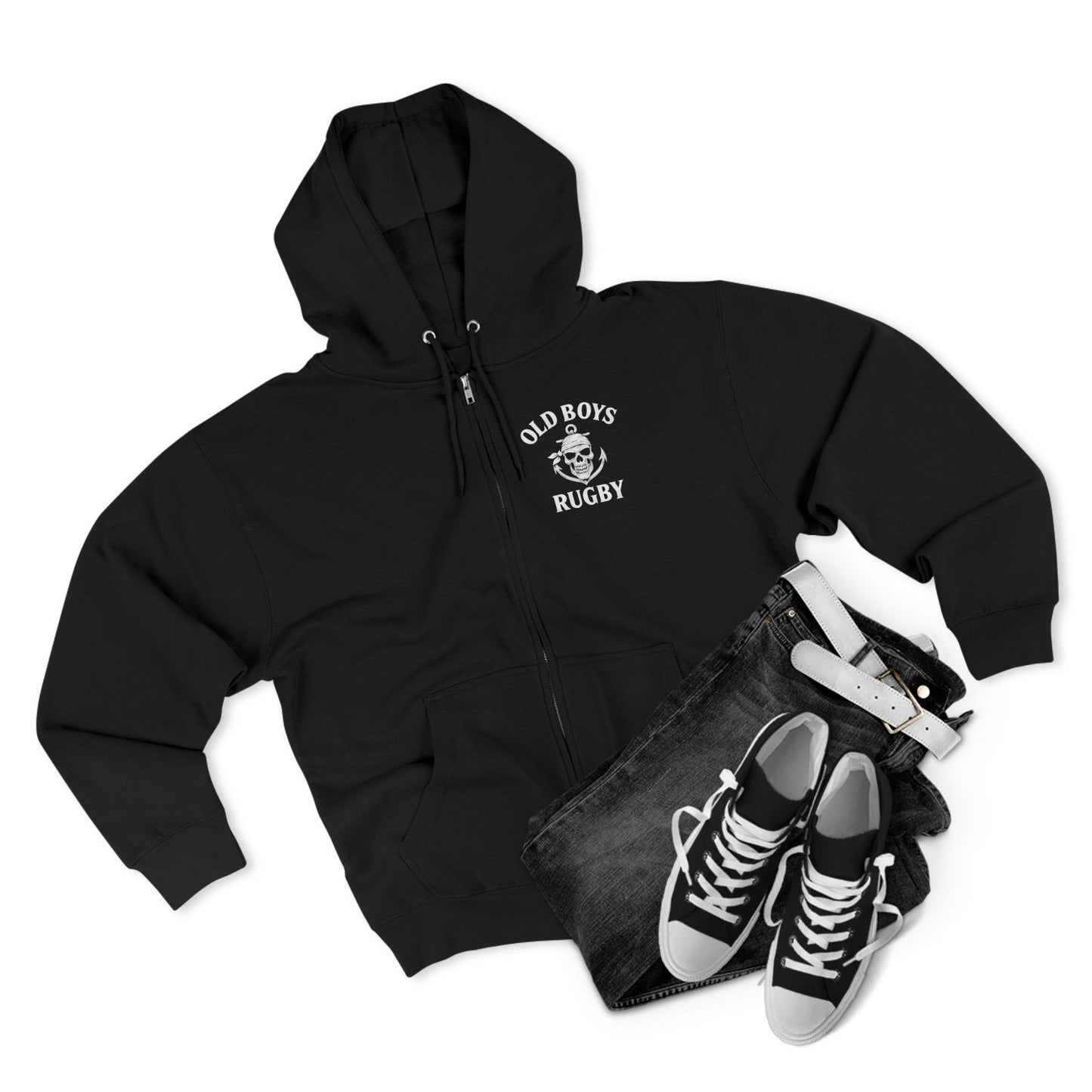 Old Boys Rugby ZIP UP Hoodie - Logo Front, Tarot Card Back