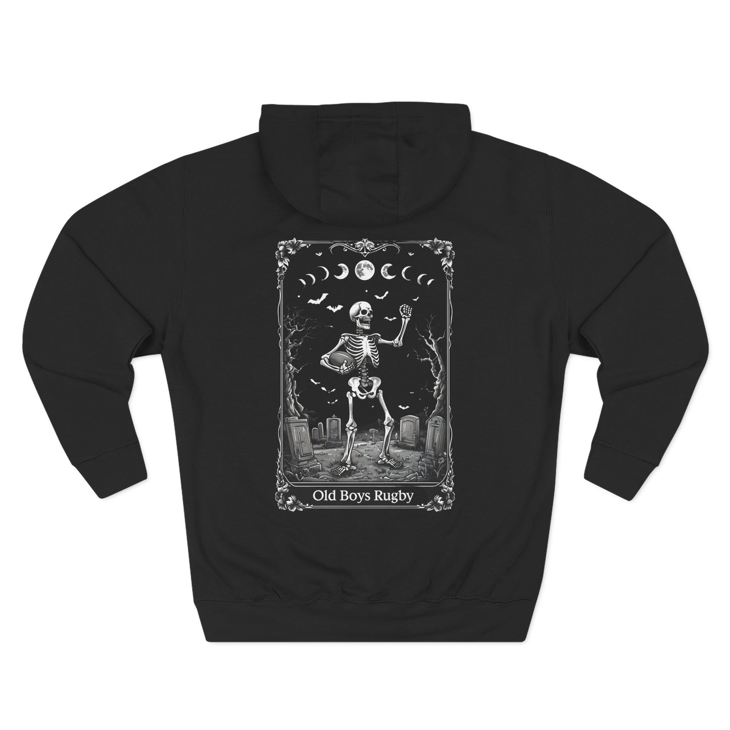 Old Boys Rugby Hoodie - Logo Front, Tarot Card Back