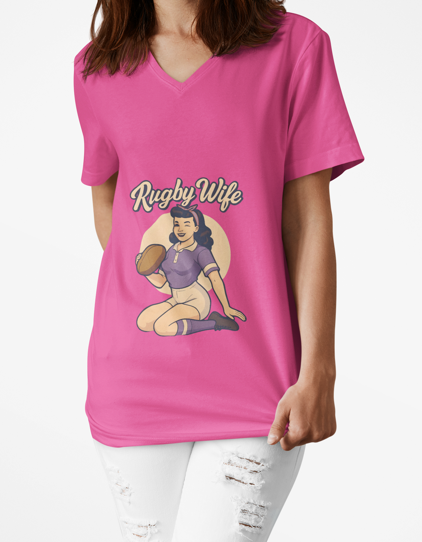 Rugby Wife V-Neck T-Shirt