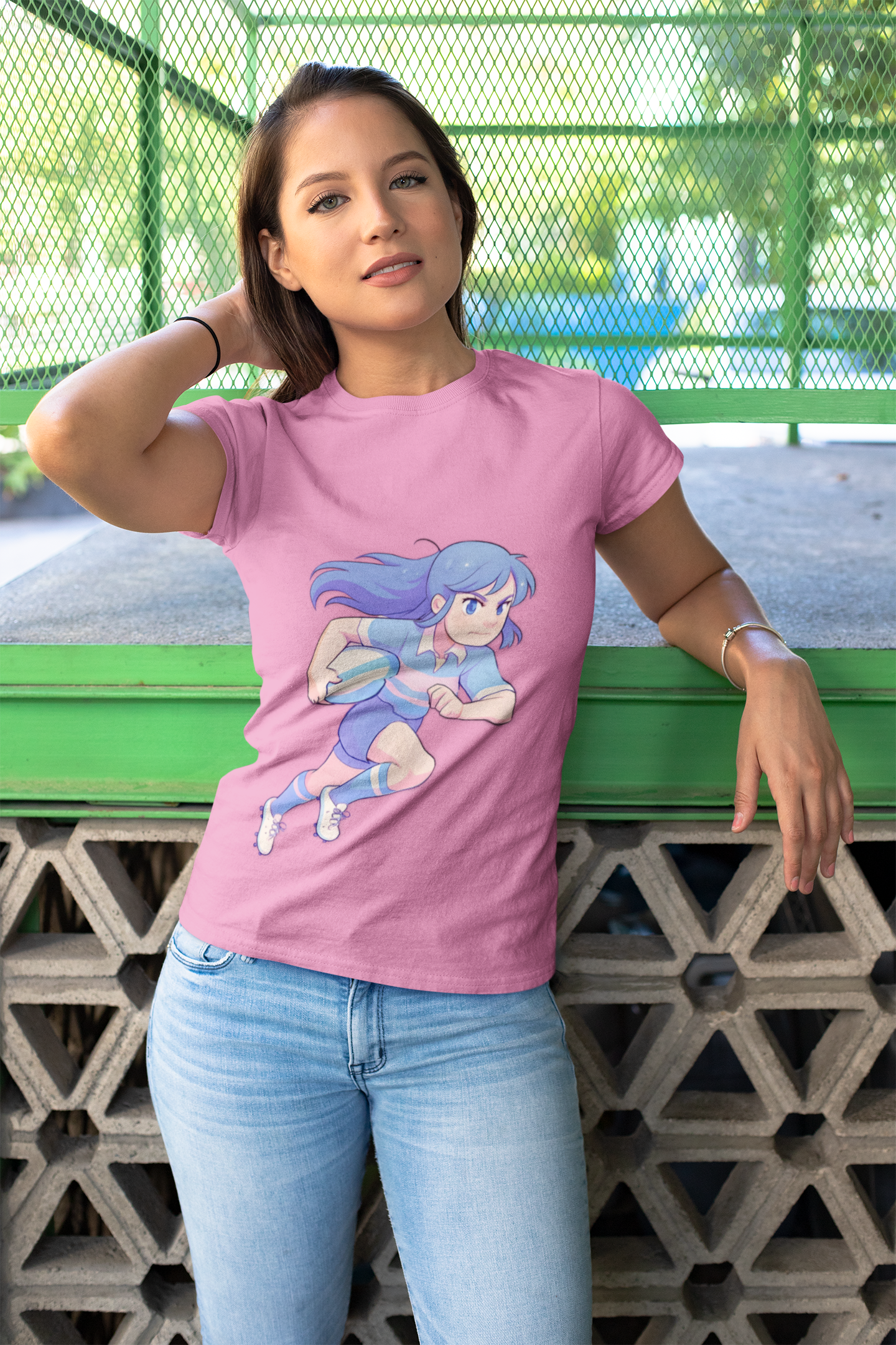 Anime Rugby Girl - Women's Softstyle T-Shirt