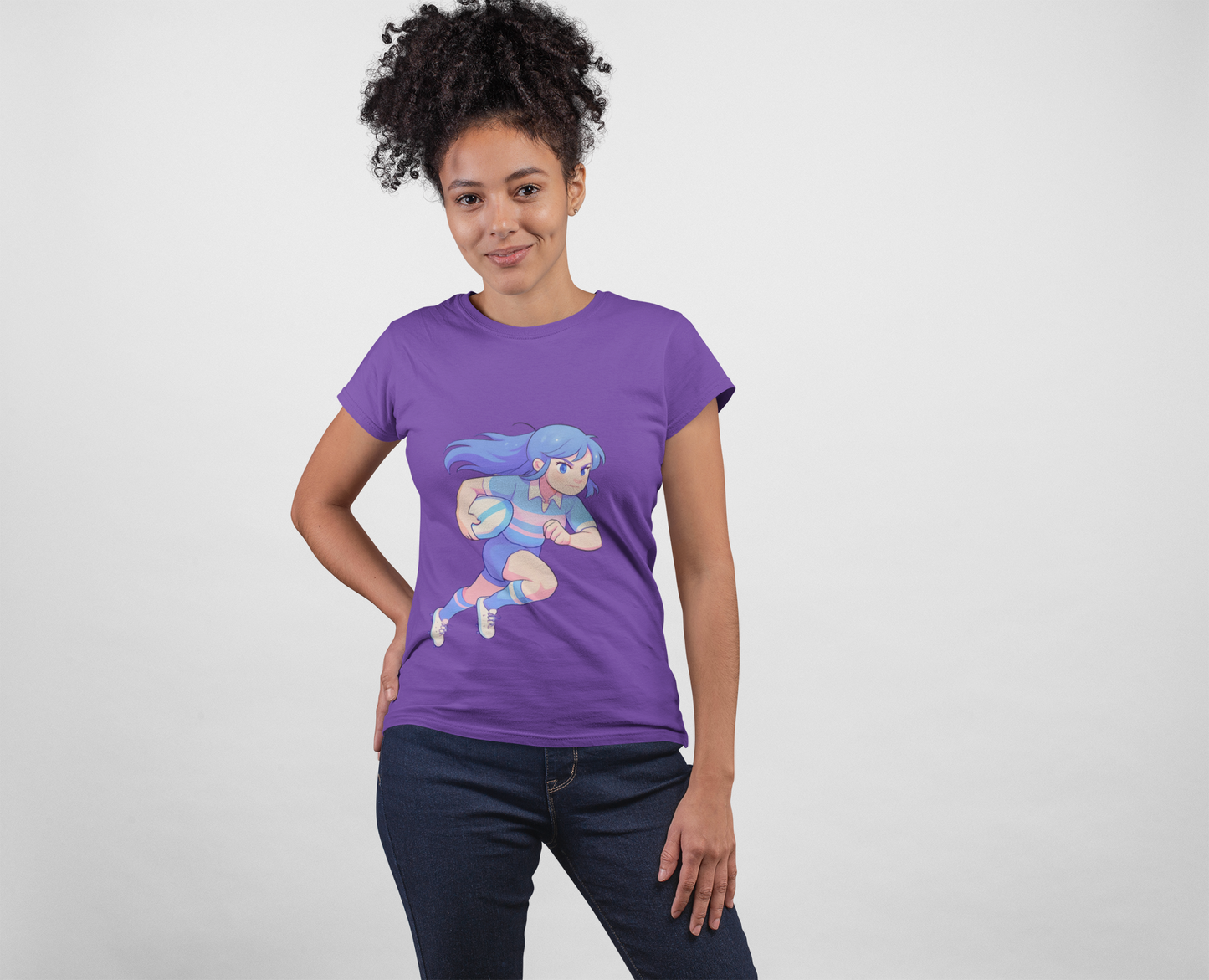Anime Rugby Girl - Women's Softstyle T-Shirt