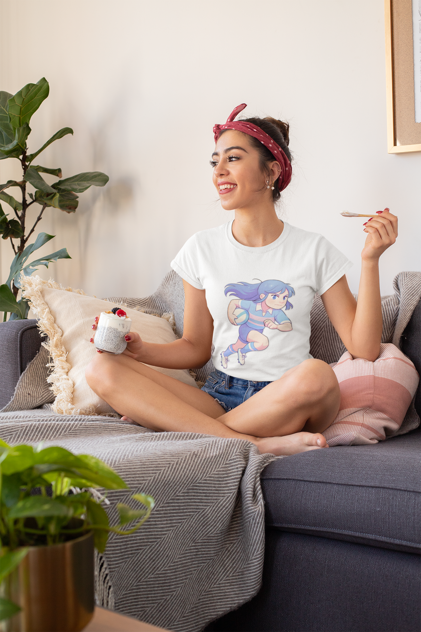 Anime Rugby Girl - Women's Softstyle T-Shirt