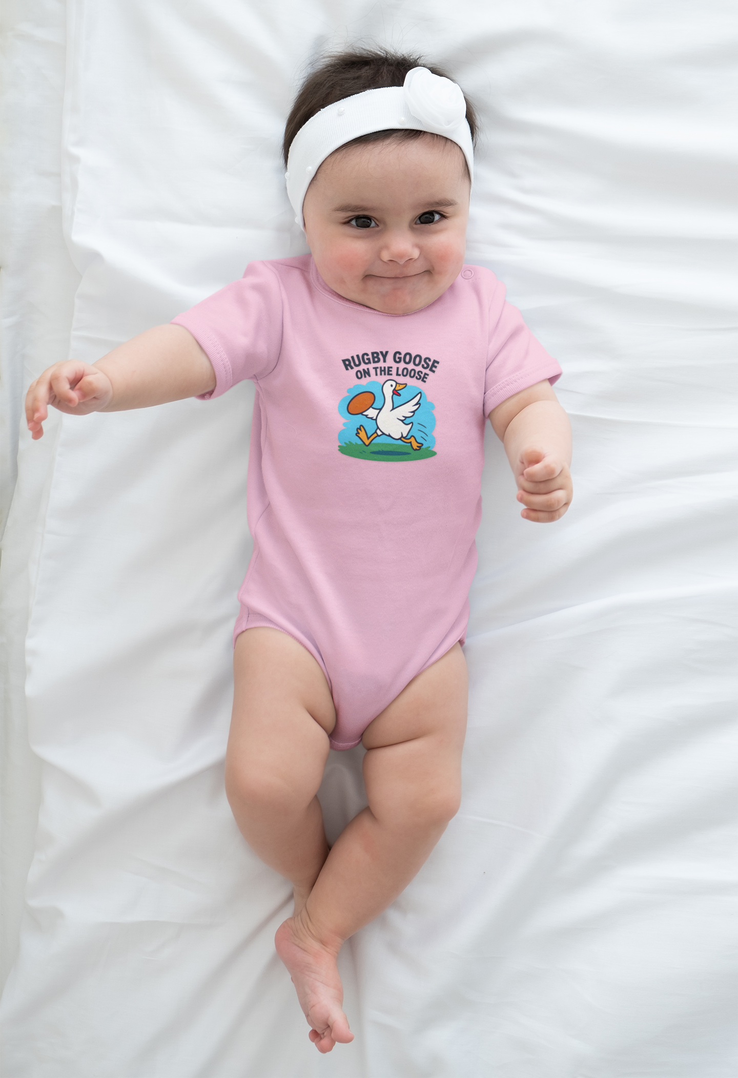 Rugby Goose Baby Onesie - Short Sleeves