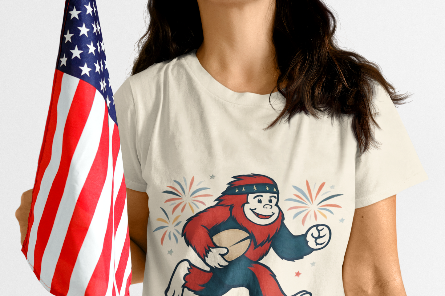 Patriotic Rugby Sasquatch - Adult Unisex T-Shirt