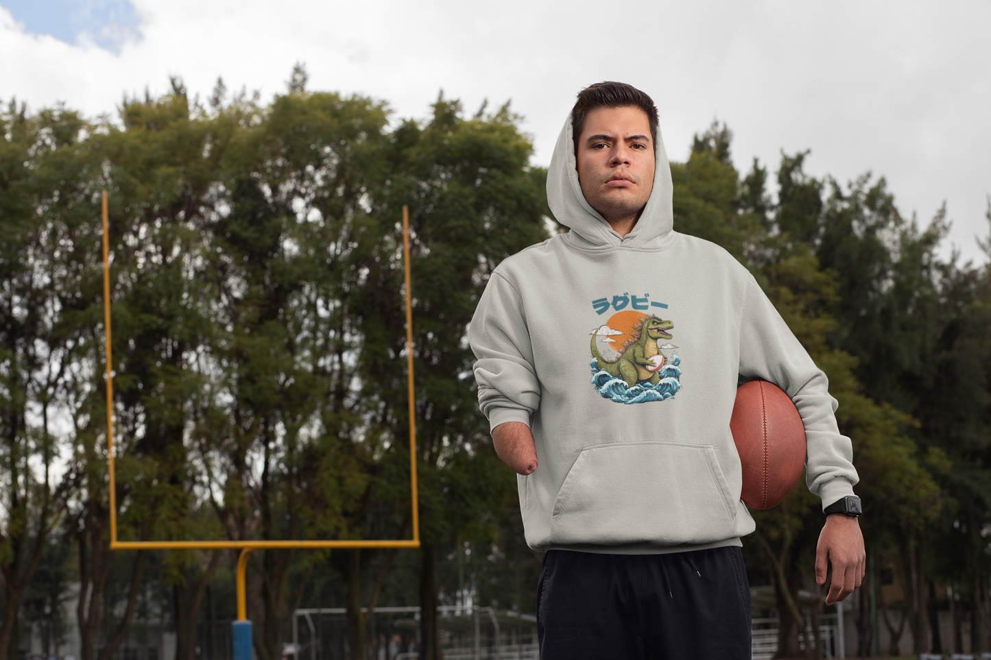 Godzilla Rugby Adult Hoodie