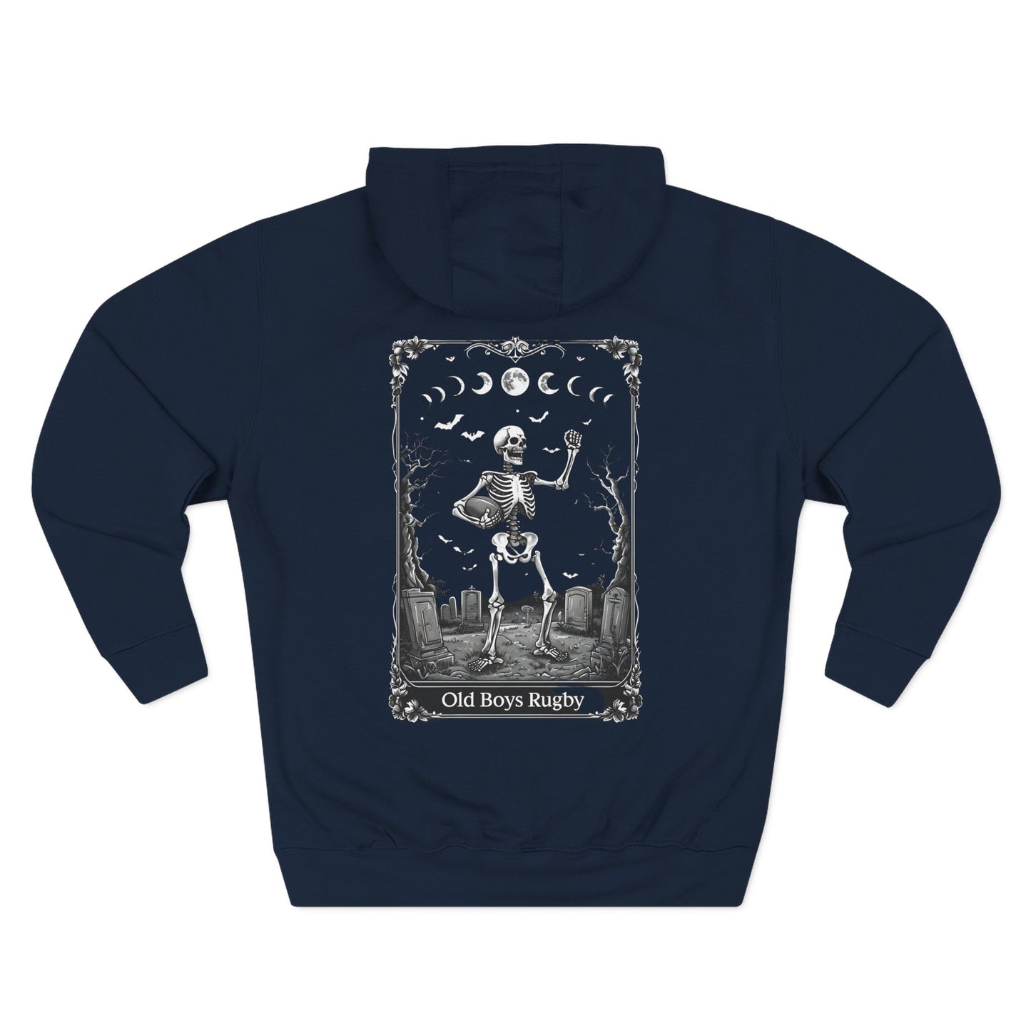 Old Boys Rugby Hoodie - Logo Front, Tarot Card Back
