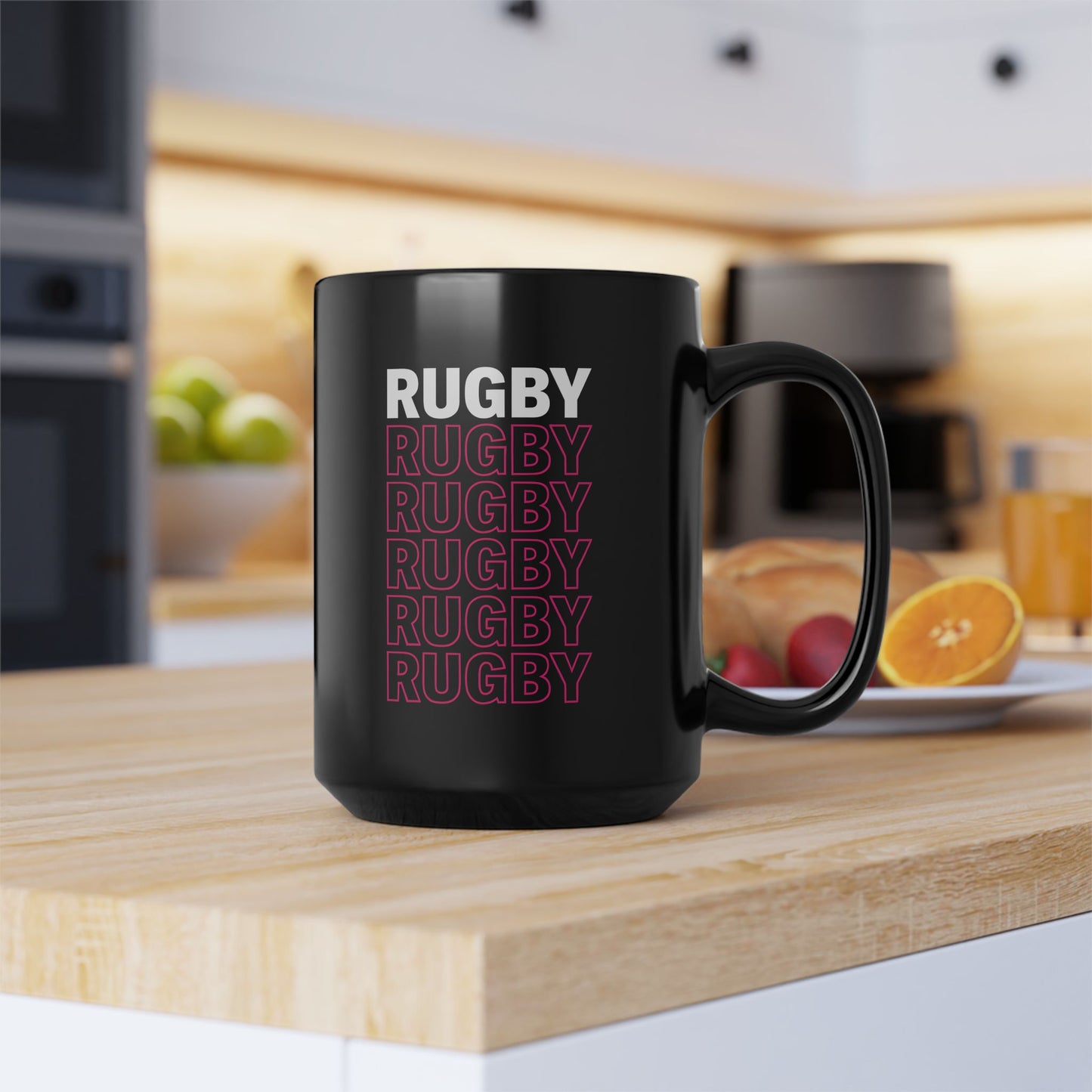 Rugby Rugby Rugby Black Coffee Mug - 15oz