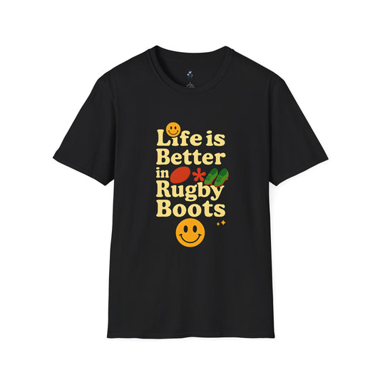 Life is Better in Rugby Boots Unisex T-Shirt