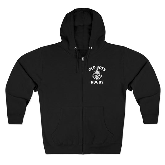 Old Boys Rugby ZIP UP Hoodie - Logo Front, Tarot Card Back