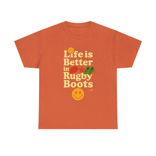 Life is Better in Rugby Boots Unisex T-Shirt