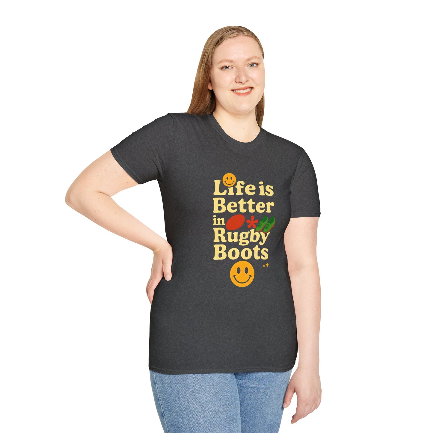 Life is Better in Rugby Boots Unisex T-Shirt